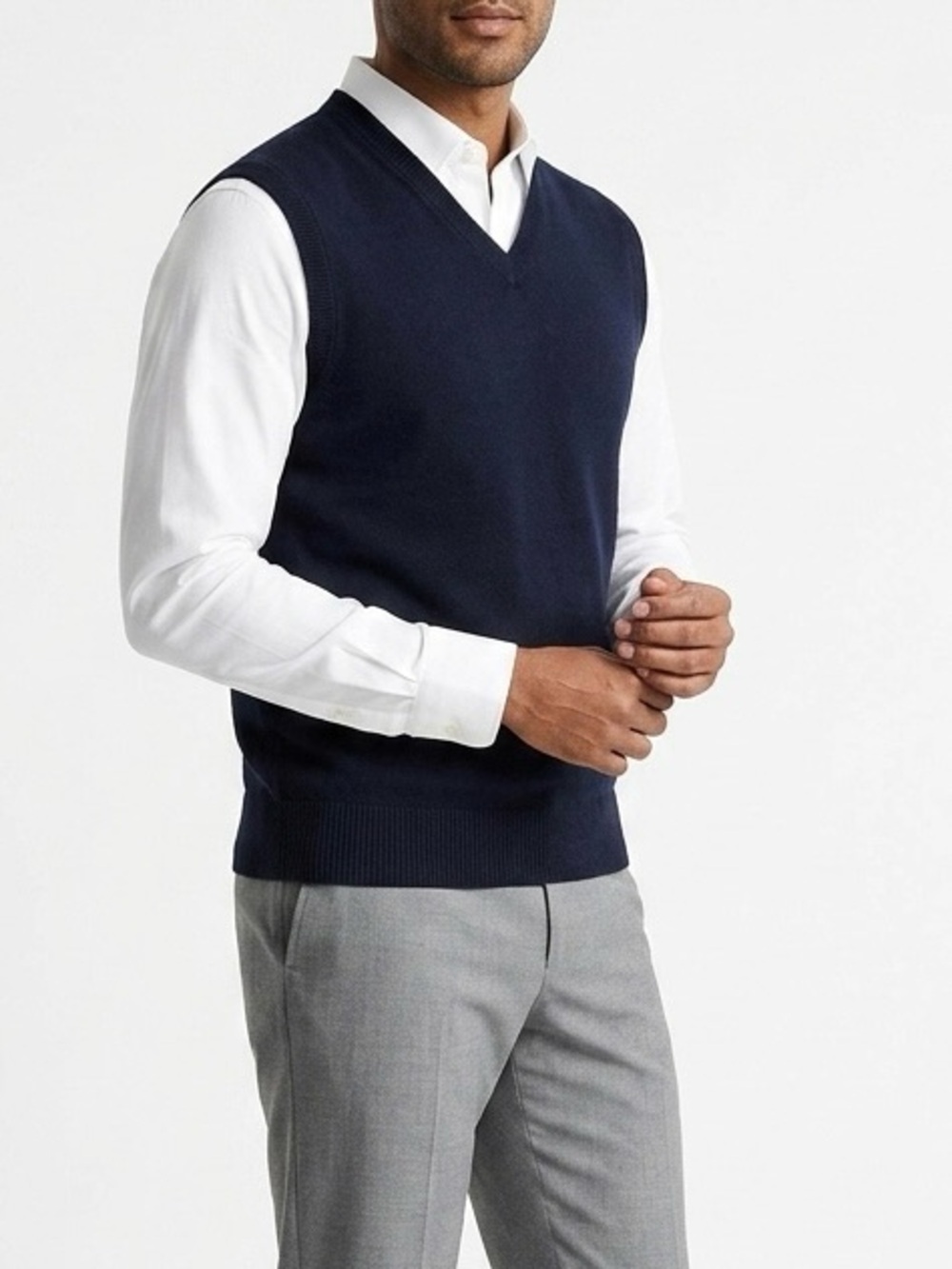 J.Crew Merino Wool Blend V-Neck Sweater Vest Navy Blue Coastal Preppy M